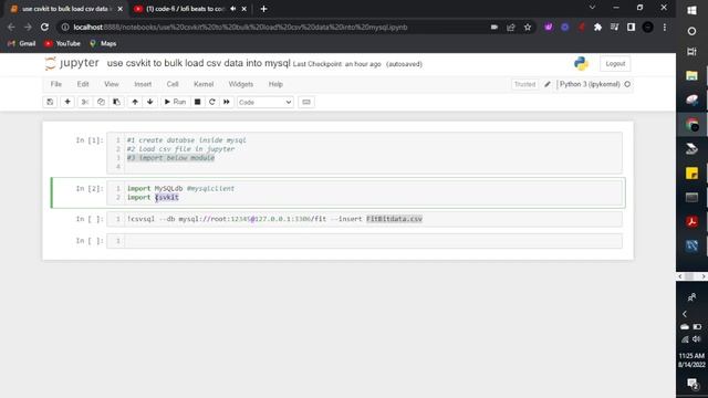 Bulk load CSV data set into mysql using csvkit смотреть онлайн