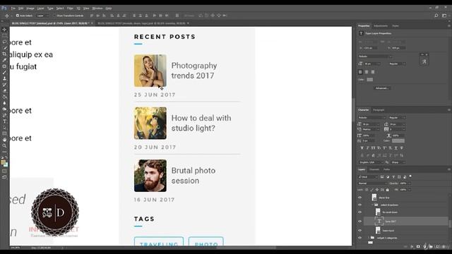 Photoshop - Финализация макета страницы смотреть онлайн