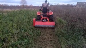 Косим молотковой роторной косилкой Уралец 1,25м