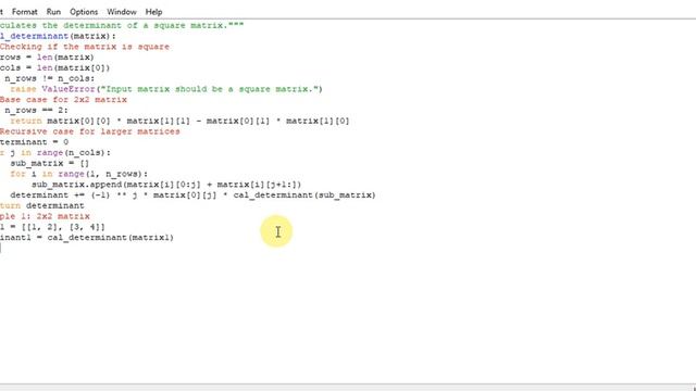 python program to Calculates the determinant of a square matrix смотреть онлайн