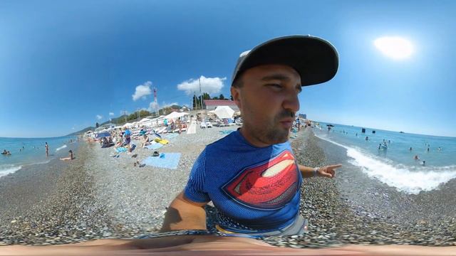 Лазаревское 2019 12 августа, пляж, температура моря, цены на развлечение, ул. Кольцевая 360VR смотреть онлайн