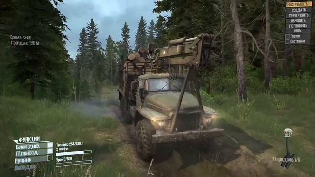 Урал 375 груженный лесом. Продолжение Игра Spintires MudRunner смотреть онлайн
