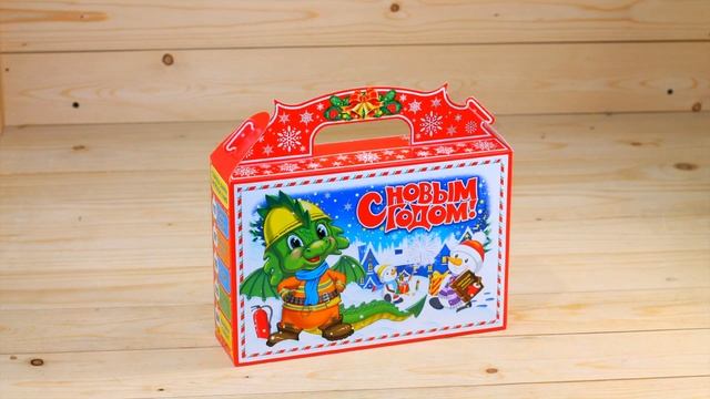 Сладкий новогодний подарок весом 1000 грамм в картонной упаковке смотреть онлайн