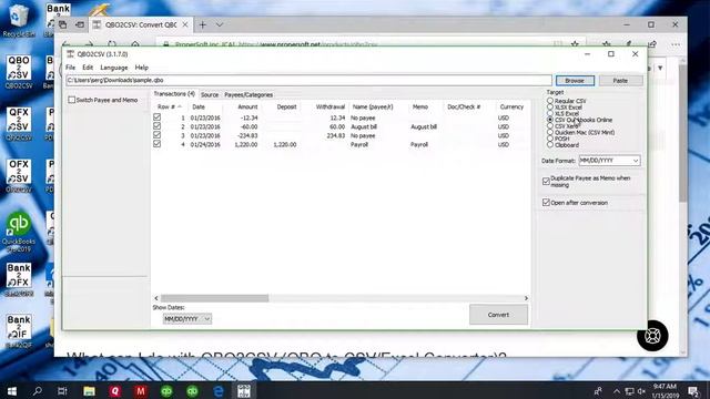 Convert QBO files to CSV/Excel (QBO2CSV) смотреть онлайн
