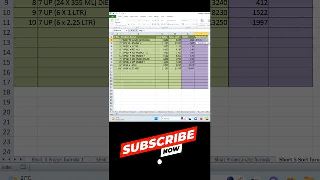 Profit and Loss Status in Excel || IF formula || short video 5 смотреть онлайн