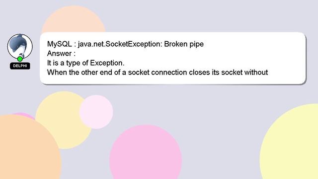 MySQL : java.net.SocketException: Broken pipe смотреть онлайн