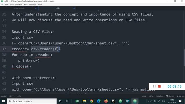 Reading CSV file in python смотреть онлайн