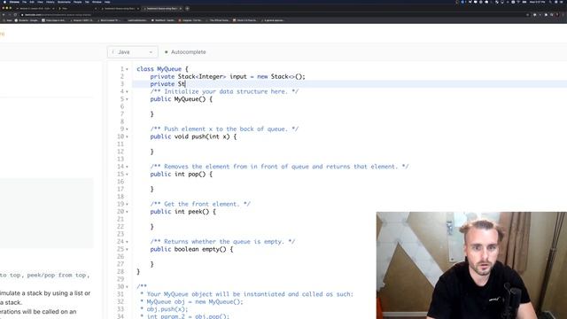 LeetCode 232 | Implement Queue Using Stacks | Solution Explained (Java + Whiteboard) смотреть онлайн