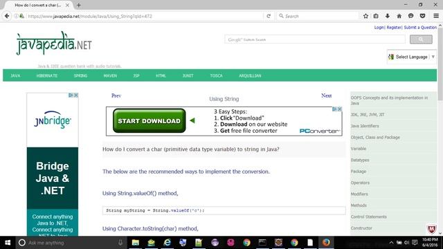 How do I convert a char (primitive data type variable) to string in Java?
- javapedia.net смотреть онлайн