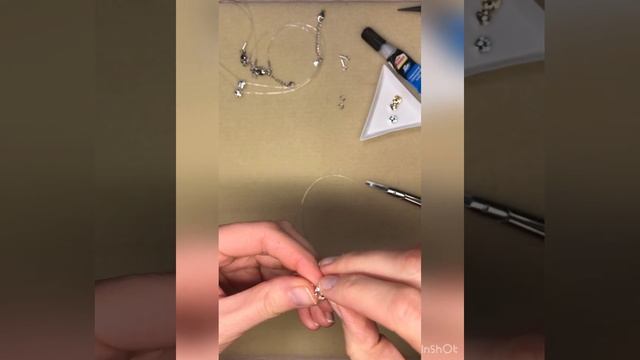 МК Колье на леске с кристаллом Сваровски невидимка своими руками | Как сделать украшение на шею |DI смотреть онлайн