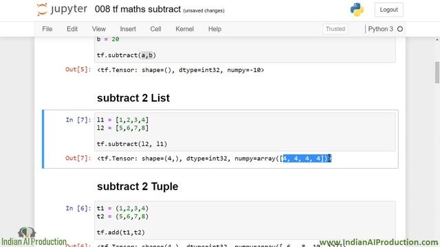 Subtraction of Tensors using tf.subtract() math function | TensorFlow 2.0 Python Tutorial | DL | ML смотреть онлайн