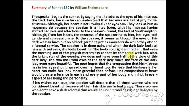 Summary of Sonnet 132 by William Shakespeare смотреть онлайн