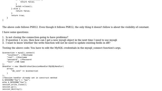 Code Review: MySQL database custom session handler using PHP with MySQLi extension смотреть онлайн