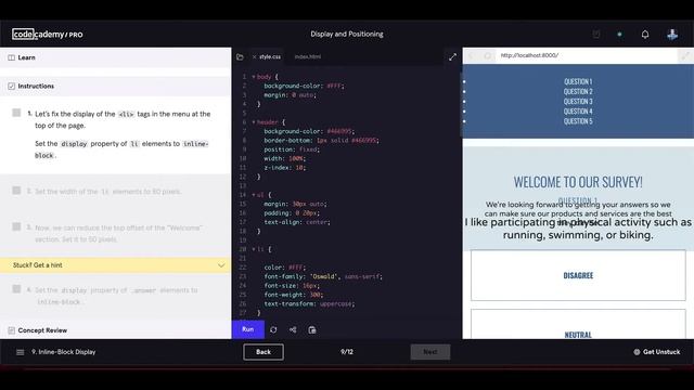 Crushing Codecademy PRO WEB DEVELOPMENT career path Challenge - Inline-Block Display смотреть онлайн
