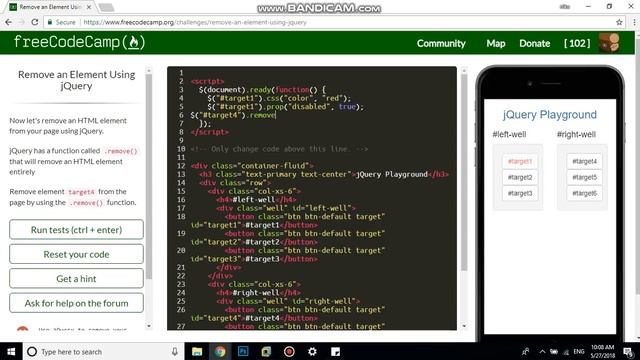 Remove an Element Using jQuery free code camp Dani смотреть онлайн