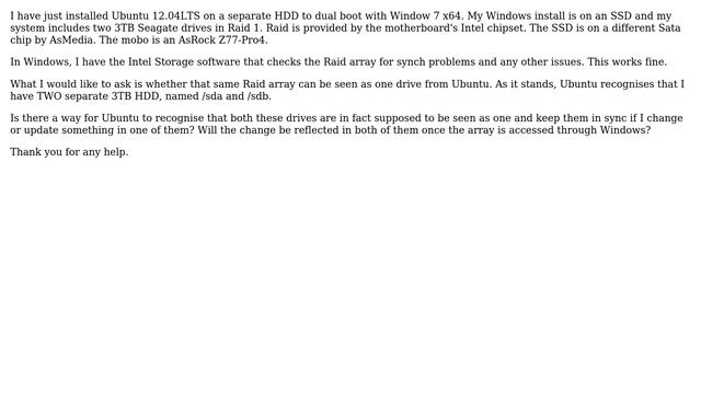 Ubuntu: Using an already setup RAID 1 array on Ubuntu 12.04 смотреть онлайн