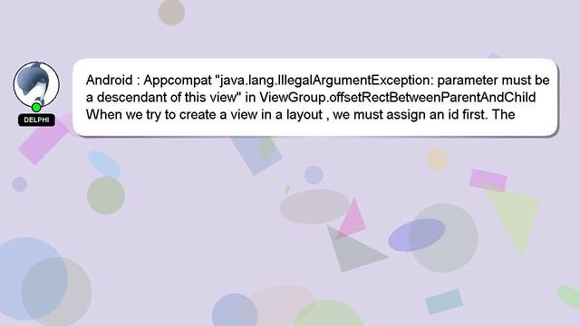 Android : Appcompat "java.lang.IllegalArgumentException: parameter must be a descendant of this vie смотреть онлайн