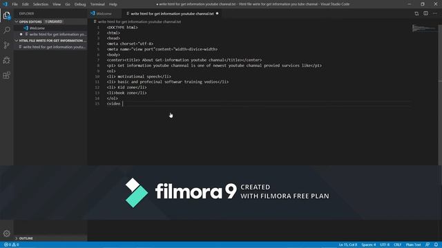 start write code and HTML File... смотреть онлайн