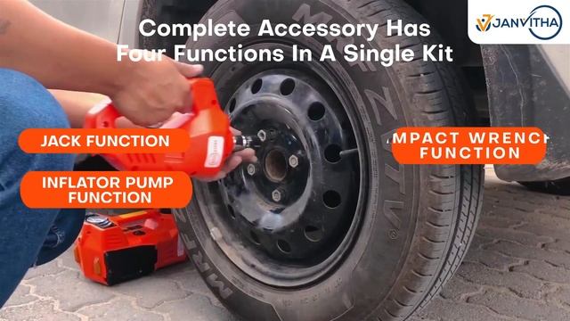 Janvitha Multi Functional 4 - in - 1 Car Jack set Hydraulic Jack, INflator Pump and Wrench. смотреть онлайн