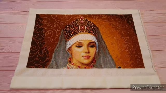 "Боярышня с подносом". Отчет №2. Пол работы готово! Показываю, как вышиваю бисером на равномерке) смотреть онлайн