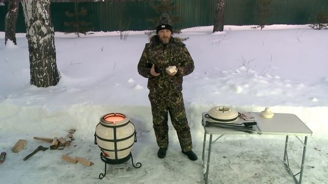 Первая протопка тандыра зимой. Шашлык в тандыре! смотреть онлайн