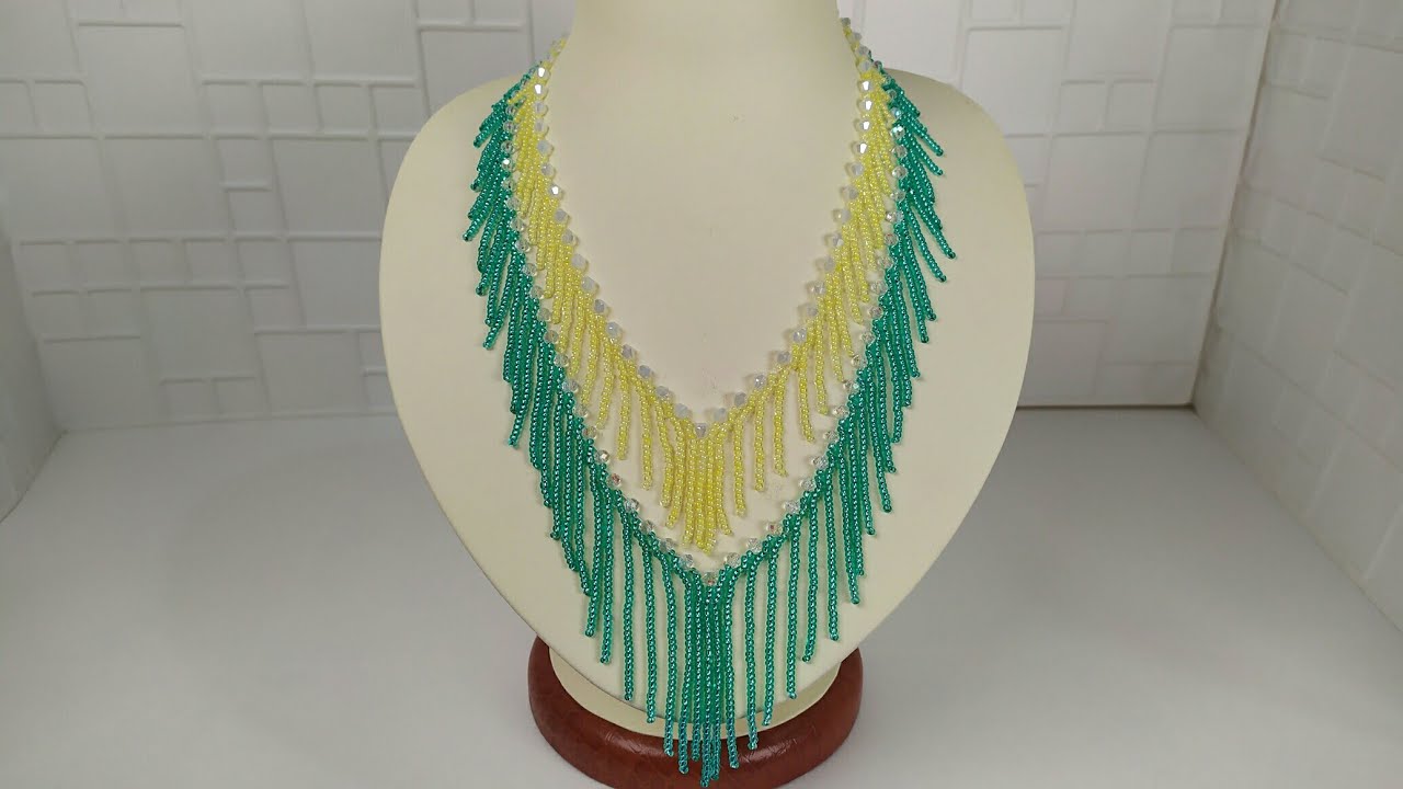 Украшения из бисера.1 часть. Ожерелье из бисера. Мастер класс. Пошаговый МК для начинающих. смотреть онлайн