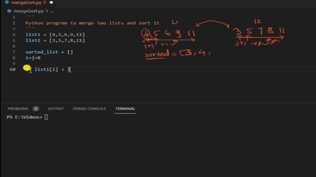 Merge and sort two lists using Python смотреть онлайн