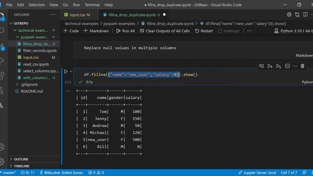 PySpark Examples - Fill Null values with default and drop duplicate records смотреть онлайн
