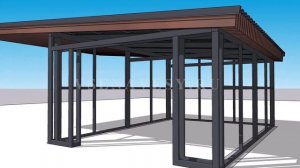 Металлический навес для машины с хозблоком. Крыша консольная без опор 4х6 метров. Обзор конструкции