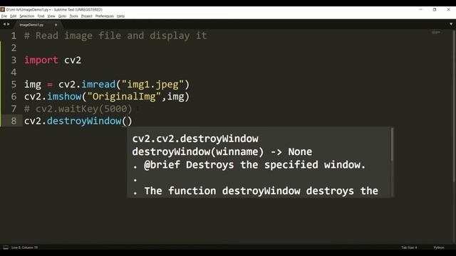 Python - OpenCV - Reading and Displaying Image смотреть онлайн