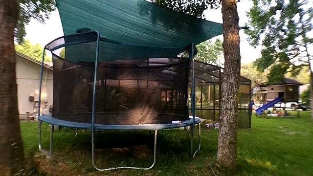 Sail Shade Over Trampoline - Great Idea