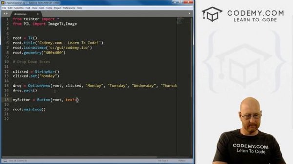 Dropdown Menus With TKinter - Python Tkinter GUI Tutorial 18