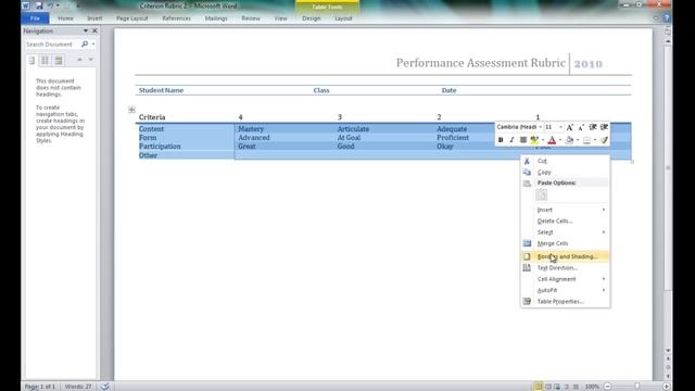 Rubric Design using Microsoft Word 2010 pt. 3 of 4 смотреть онлайн