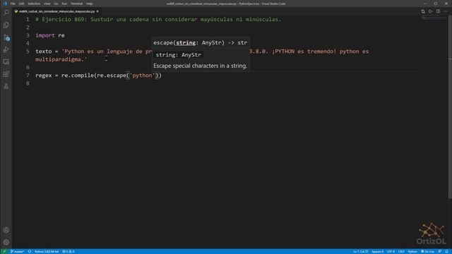 Python - Ejercicio 869: Sustituir una Cadena sin Considerar Mayúsculas ni Minúsculas смотреть онлайн