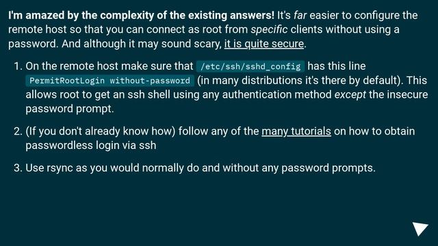 Run rsync with root permission on remote machine смотреть онлайн