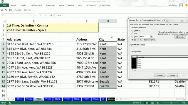 Highline Excel 2013 Class Video 38: Excel Text To Columns To Split or Convert Data 7 Examples смотреть онлайн