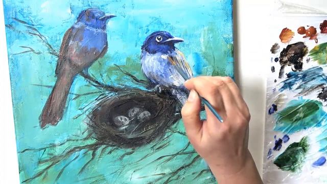 Bird nest/Acrylic Painting / Step by step Acrylic Tutorials / MariArtHome смотреть онлайн