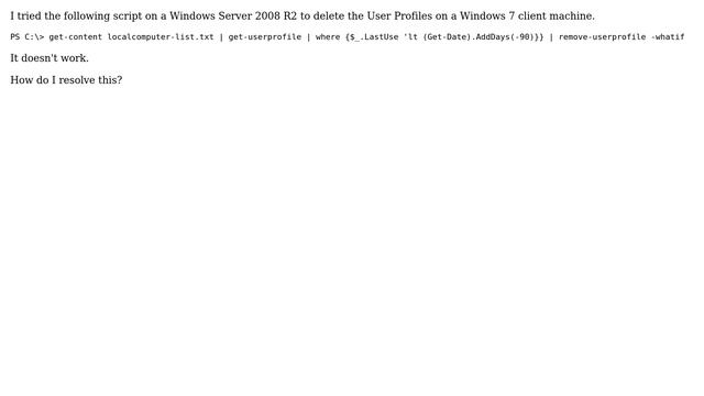 Power Shell script to delete the User profiles from the windows server 2008 r2 to local... смотреть онлайн