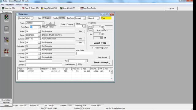 PC Scale - Creating a Scale Ticket (Account Customer with Stored Tare Weight) смотреть онлайн