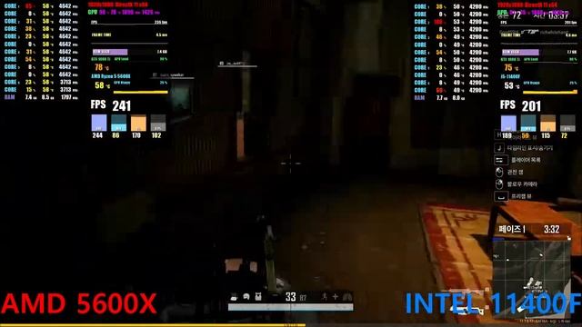 [Intel I5 11400F / AMD RYZEN 5 5600X] Player Unknowns Battle Grounds(PUBG) CPU Beanchmark