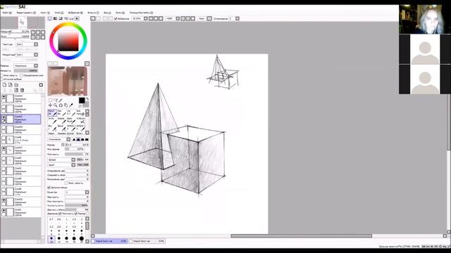 SAI speedpaint Врезка пирамиды в куб смотреть онлайн