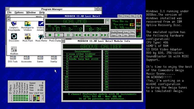 Groove Caliber : Fields: MOD4WIN - Windows 3.1 on DOSBox смотреть онлайн