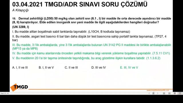 3 Nisan 2021 ADR Sınav Soruları & Çözümleri смотреть онлайн