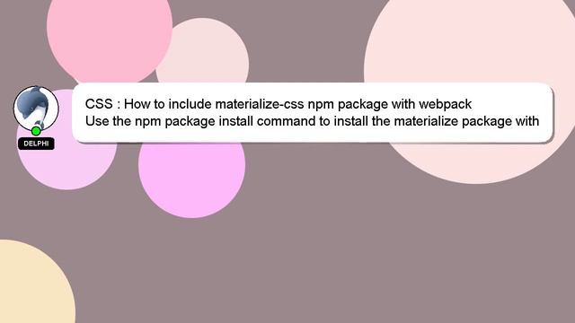 CSS : How to include materialize-css npm package with webpack смотреть онлайн