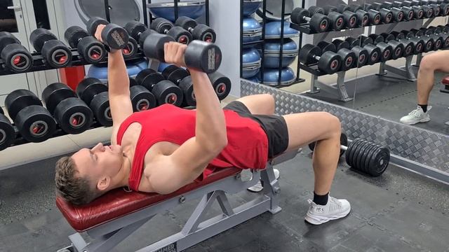 Жим гантелей на горизонтальной скамье смотреть онлайн