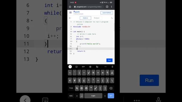 C vs PYTHON ! An example of Printing Hello World 1000 times #Cprogramming #C_on_mobile #OnlineC смотреть онлайн