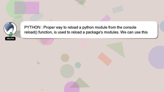 PYTHON : Proper way to reload a python module from the console смотреть онлайн