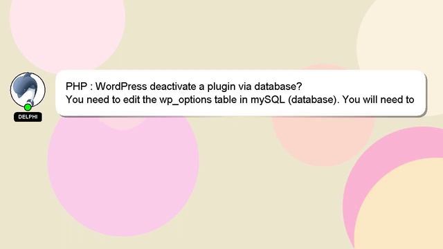 PHP : WordPress deactivate a plugin via database? смотреть онлайн