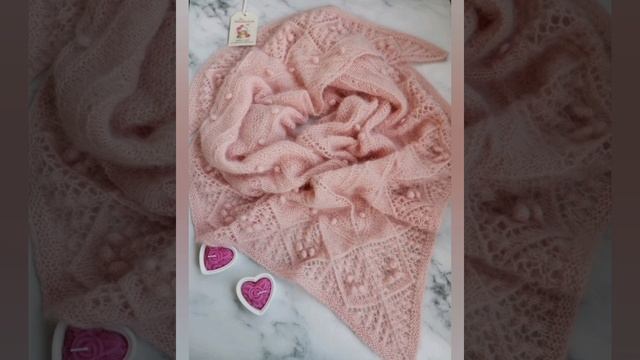 Шаль\бактус "Чайная роза" с ажурной каймой. смотреть онлайн