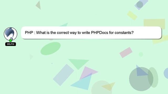 PHP : What is the correct way to write PHPDocs for constants? смотреть онлайн